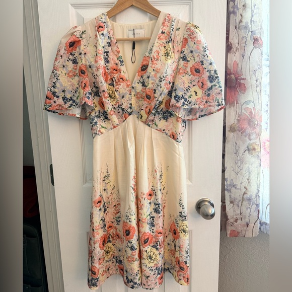 Neo Noir Dresses & Skirts - Elegant Floral Maxi Dress with V-Neck